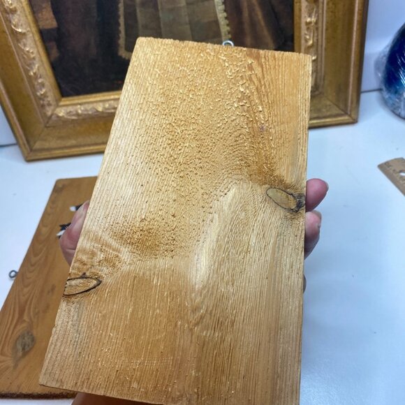 2 Vintage Cat And Mouse, Monkey Painting on Wood Hand Painted Signed - Picture 5 of 7